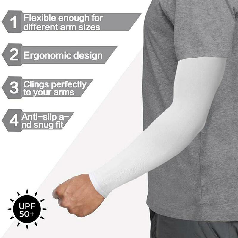 Mangas calentadoras de brazos para mujer y hombre, protección UV para brazos, guantes largos sin dedos, 2 uds.