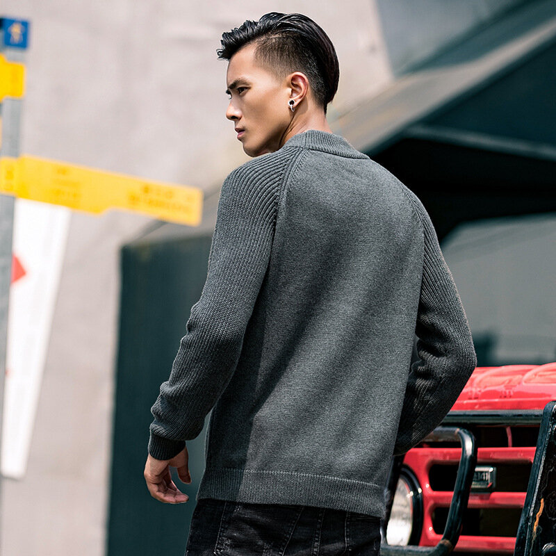 MRMT-Chaqueta de cuello alto para hombre, suéter informal de Color sólido, sin hombros, novedad de 2024
