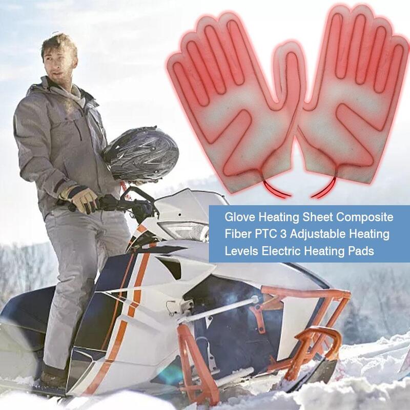 Guante de cinco dedos de fibra compuesta PTC 3, almohadillas eléctricas de calor ajustables, para invierno