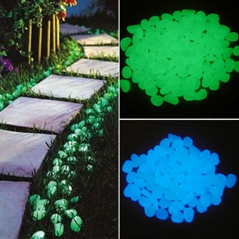 Pedras coloridas que brilham no escuro, pedrinhas luminosas para decoração de jardim, 50 peças