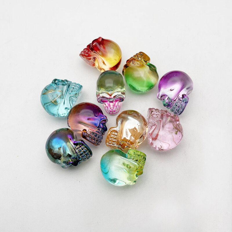 Fashion glass Skull plating mixed Charm ornaments 10pc 21x26MM jewelry accessory birthday present wholesale Good quality