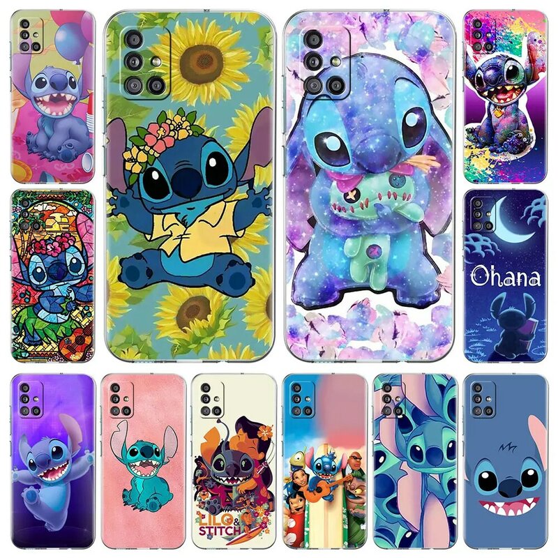 Clear Case For Samsung Galaxy A52 A51 A12 A32 A72 5G A21s M21 A31 A50 Transparent Soft Cover Cute Cartoon Lilo Stitch Disney