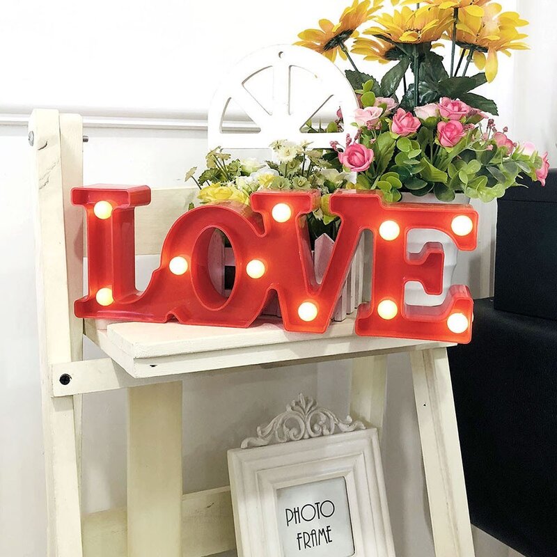 Led Night Light LOVE Shaped Decoration Lamp for Birthday Party Valentine's Day Drop shipping