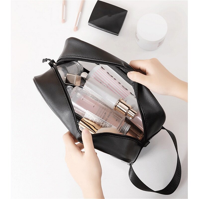 S/M/L 3 Sizes Ladies Large Capacity Pu Frosted Waterproof Cosmetic Bag Convenient Travel Makeup Storage Bag Female Wash Bag 2023