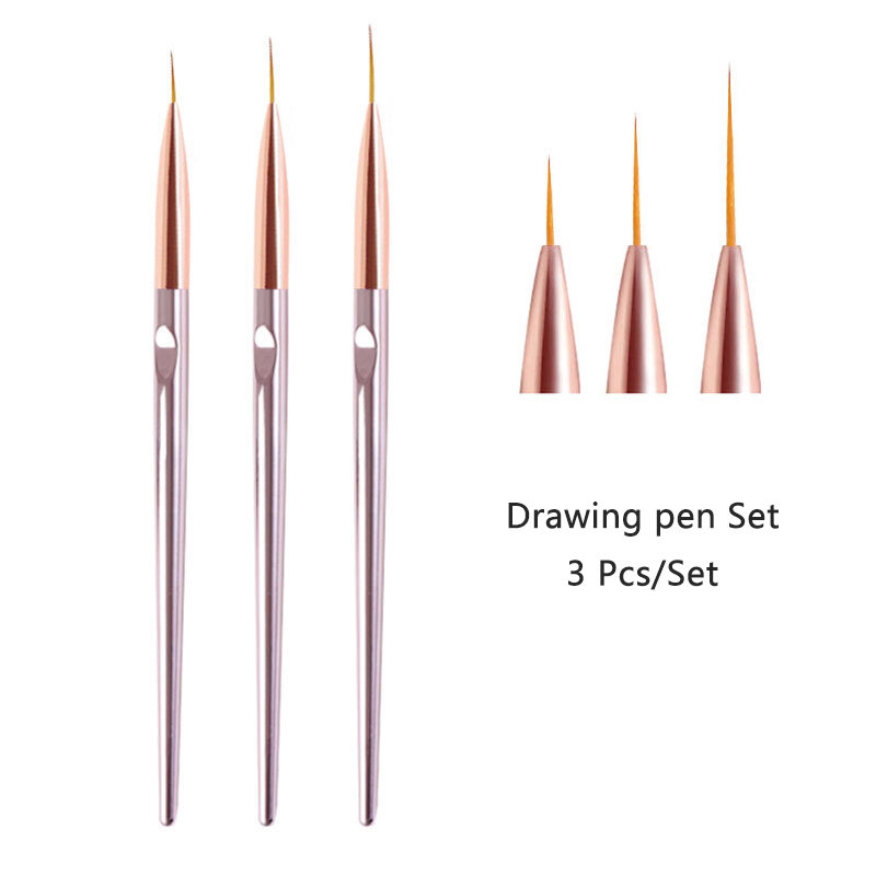 3 sztuk/zestaw akrylowy francuski pasek paznokci linia artystyczna długopis do malowania 3D porady Manicure slim pióro do rysowania linii żel UV szczotki narzędzia do malowania