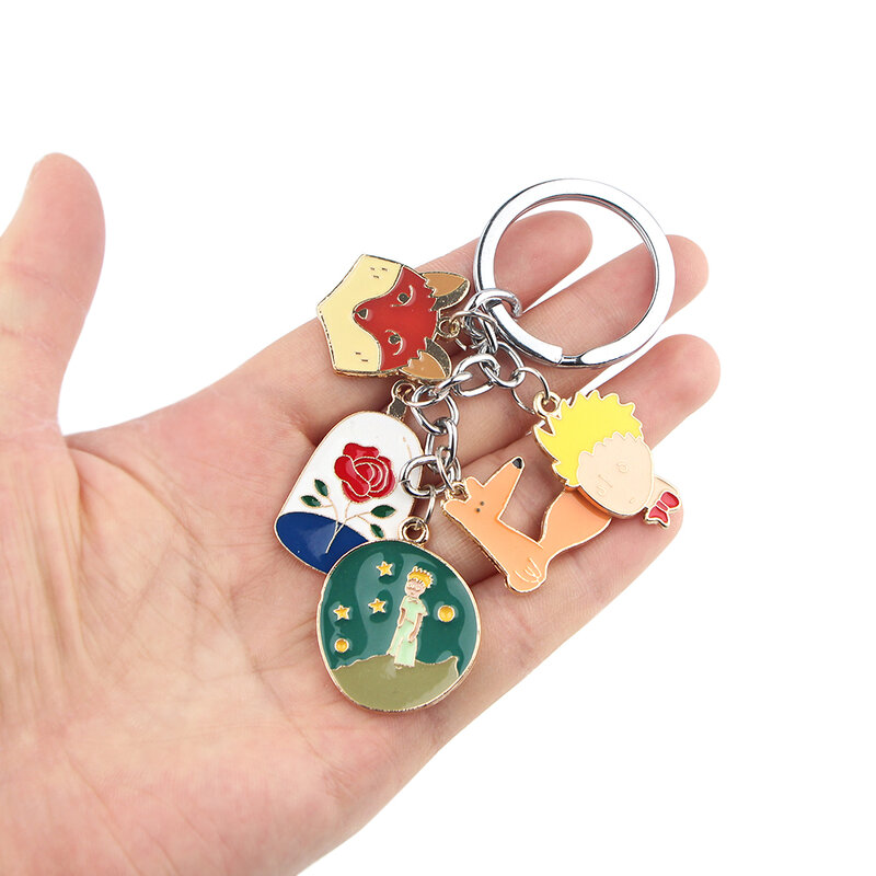 Pequeno Príncipe Cartoon Metal Keychain, Pingentes bonitos para roupas, Mochila Chaveiro, Correntes Charm Gift, LB2068