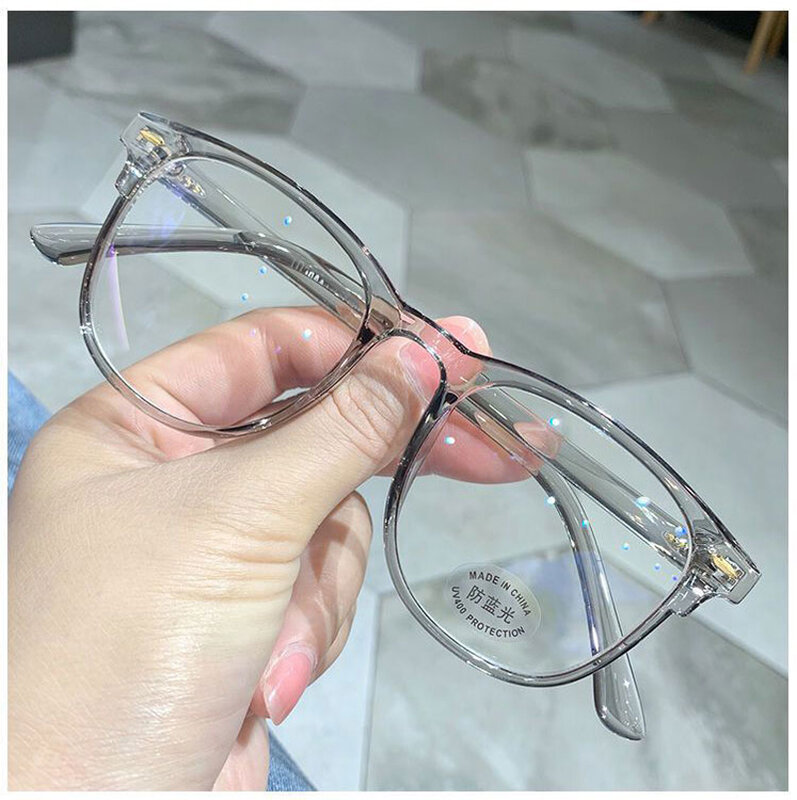 Elbru-Gafas de miopía para hombre y mujer, lentes ultraligeras, redondas, miopía, Unisex, Anti luz azul, 0 A-600