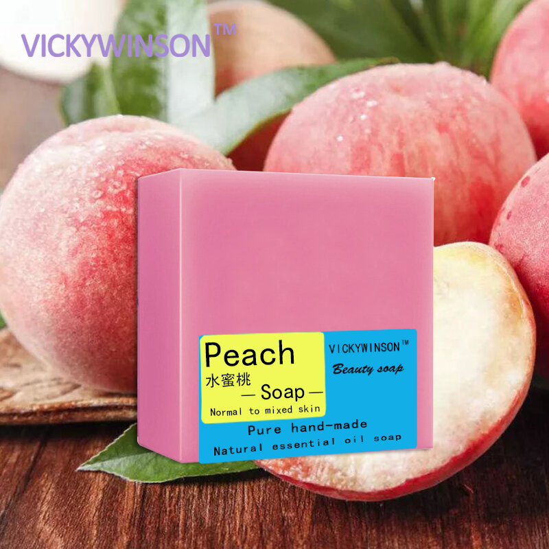 VICKYWINSON Peach handmade soap 100g Prevent dry, dark skin Increase skin elasticity and  lubrication against acne soaps
