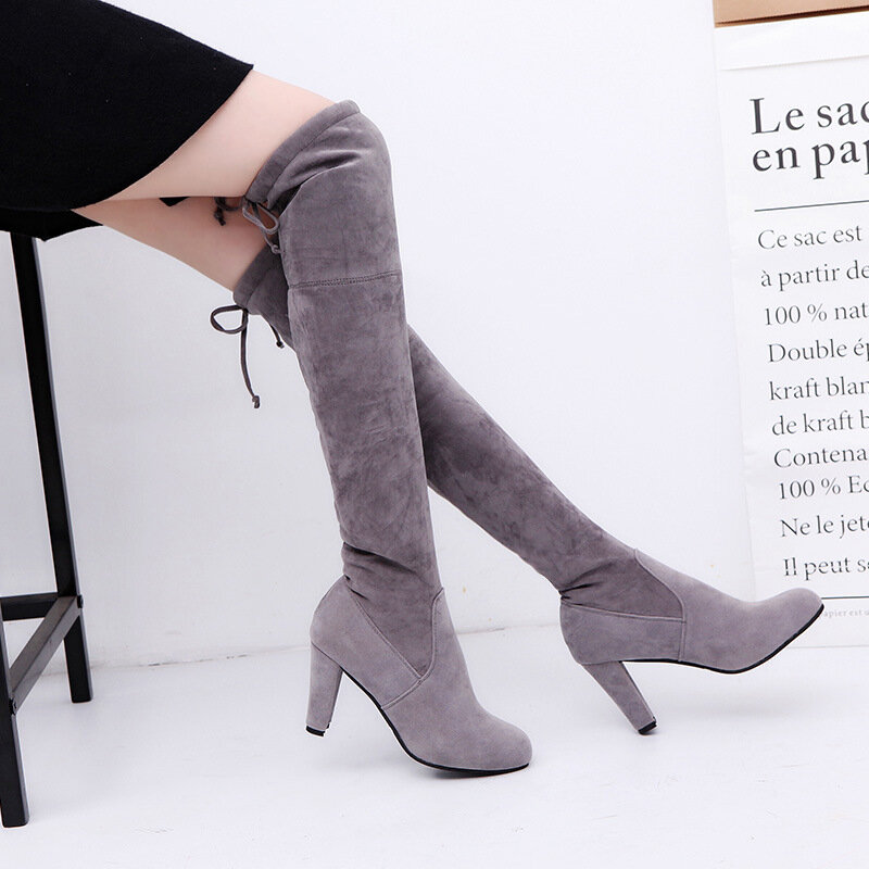 New Faux Suede Slim Boots Sexy Over The Knee High Women Fashion Winter Thigh High Boots Shoes Woman Fashion Botas Mujer 2020