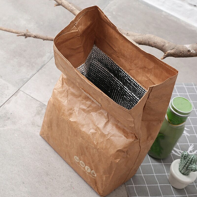 Bolsas de papel marrón con aislamiento para el almuerzo, bolsa grande reutilizable para adultos, Trabajo, Oficina, niños, escuela, 1 ud.