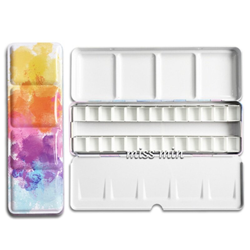 Starry Aquarell/Öl/Acryl Farben Dosen Box Leere Palette Malerei Lagerung Farbe Tray Box mit Halb Pfannen Für kunst Liefert