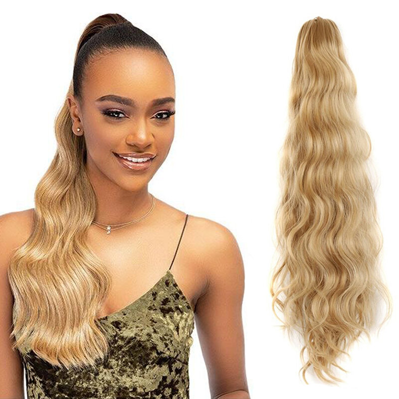 22inch Long Wavy Claw Ponytail Wig Synthetic Pony Tail Hair Hairpiece For Women Clip in Hair Extensions