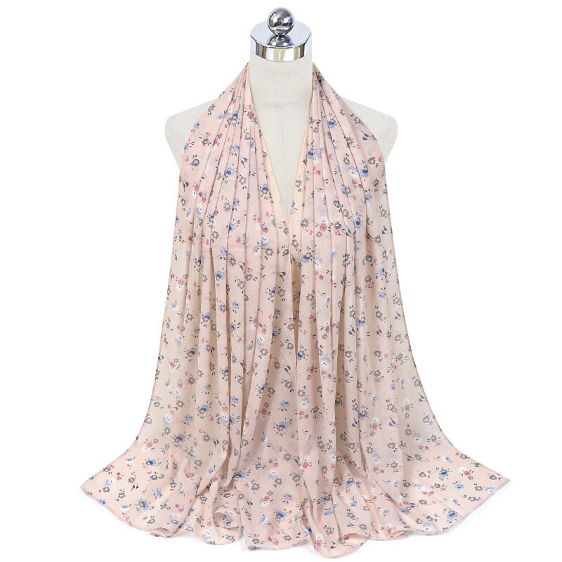 2021 Nieuwe Modest Vrouwen Bubble Chiffon Print Moslim Hoofd Sjaal Dames Hoge Kwaliteit Sjaal En Wrap Vrouwelijke Foulard Hijab Stola