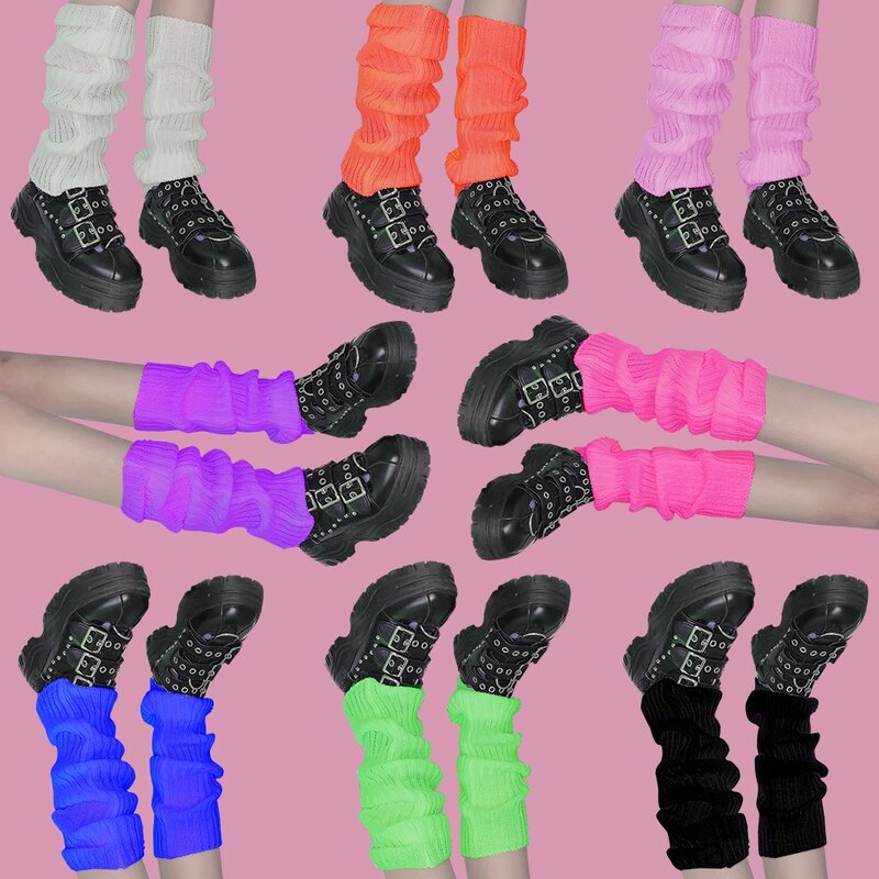 Y2K Punk Solid Cool ถักถุงเท้ากลางแจ้งเข่าสูงยืดหยุ่นขาอุ่น2000S Lady Warm Gothic Hip-Hop Rock ถุงเท้า