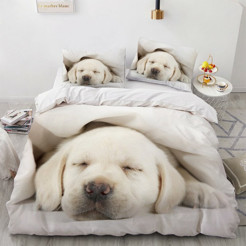 Комплекты постельного белья с 3D рисунком домашних животных, собаки, милый комплект пододеяльника, пододеяльника, наволочки, королева, далма...