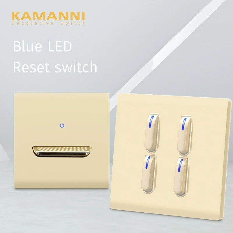 KAMANNI-interruptor de luz con botón de pared, toma de corriente con LED, 1, 2, 3, 4 entradas, 1, 2 vías, para el hogar, EU, FR, UK