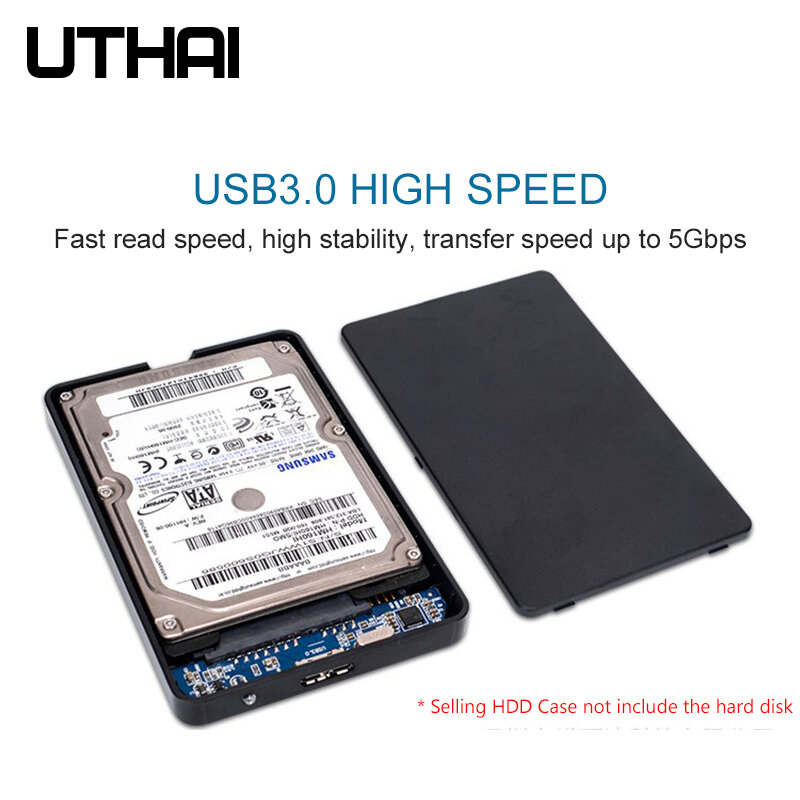 UTHAI-Estojos de Gabinete de Disco Rígido para Armazenamento Externo SSD, Caixa ABS com Cabo USB 2.0, SATA para USB3.0, 2.5 ", T22, HDD