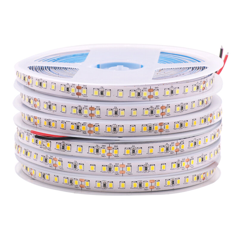 Tira de luces LED de 12V, 24V, 2835, 5m, 10m, 15m, 20m, 60/120/240/480 LED, blanco Natural/blanco cálido/blanco frío, decoración del hogar