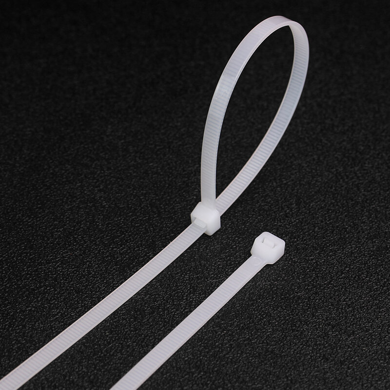 Attache de câble en nylon blanc, anneau de fixation en plastique autobloquant, peut être réutilisé, 100 pièces