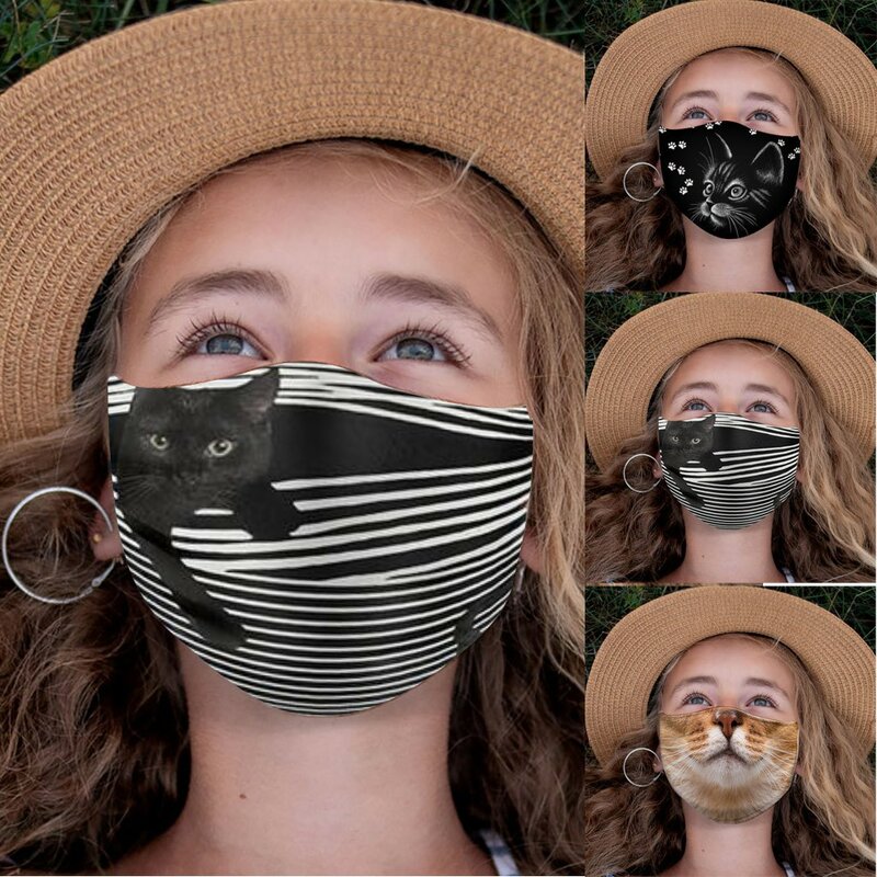 Mascarilla facial con estampado de gato y tigre para niños, máscara con decoraciones de Año Nuevo Chino, Festival, 4-12 años, 2022