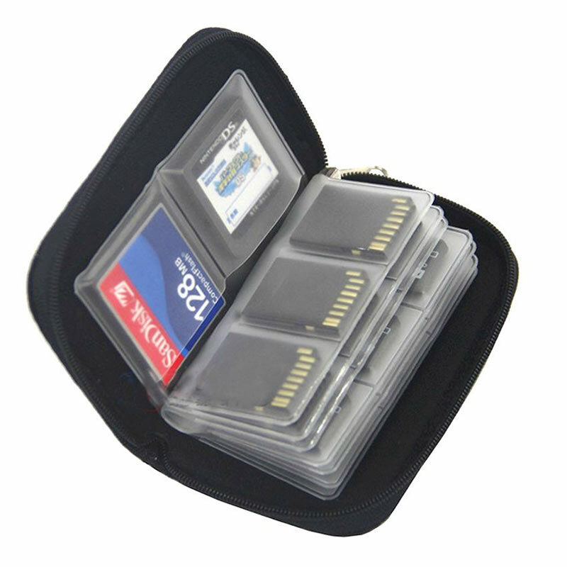 Saco de armazenamento do cartão de memória, Carteira Holder, 22 Slots para CF, SD, Micro SD, SDHC, MS, DS Acessórios do jogo