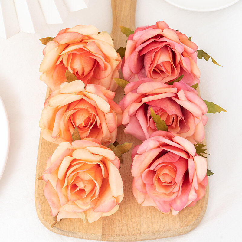 5 sztuk główki róż sztuczne jedwabne kwiaty na wesele strona główna urodziny ciasto na boże narodzenie dekoracje DIY wieniec biały sztuczny kwiat