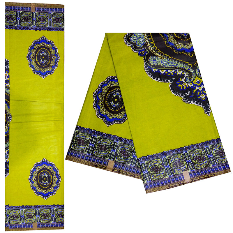 قماش أفريقي جديد وصول نيجيريا حقيقي الشمع الأفريقي الأصفر القطن الشمع طباعة النسيج لفستان 6 ياردة