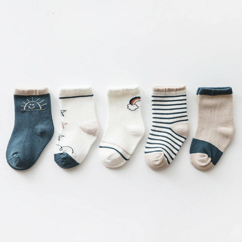 5 par/partia skarpetki dla noworodków bawełniane skarpetki dla dzieci dla dziewczynek jesienne zimowe maluch niemowlęce skarpetki dla chłopca niemowlę Baby Boys Clothes