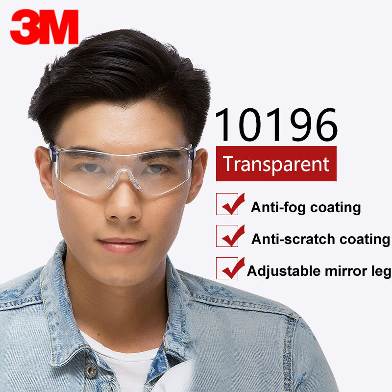 Óculos de segurança 3m10196, anti-vento, anti-fog, anti-fog, anti-poeira, esportes, viagens, trabalho, óculos de proteção