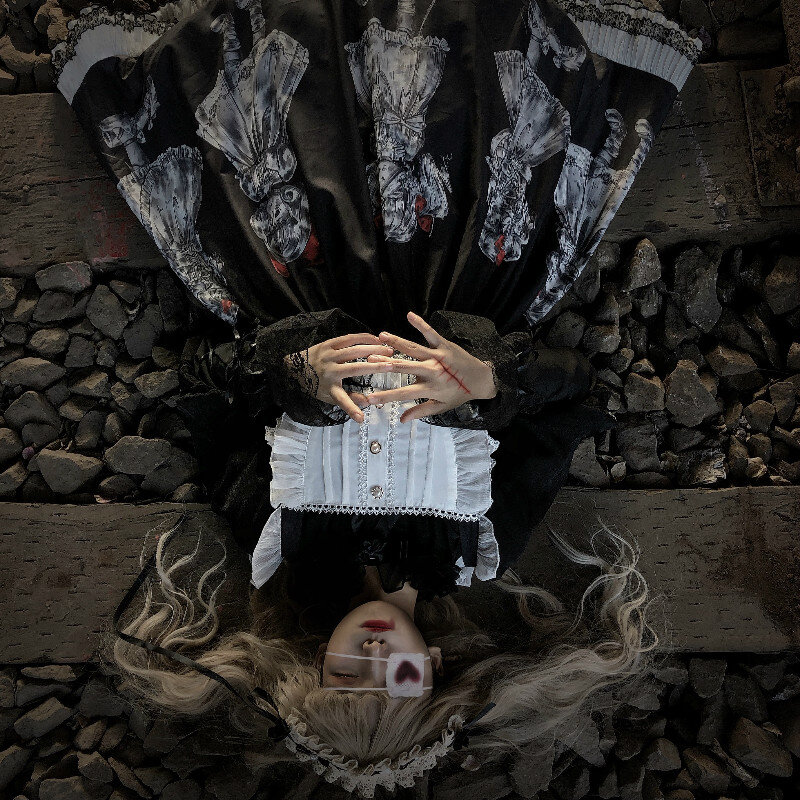 Gothic Lolita Đậm Thiên Thần Series Cao Thấp Lolita Jsk Đầm Bởi Soufflesong Kawaii Retro Đậm Nhật Bản