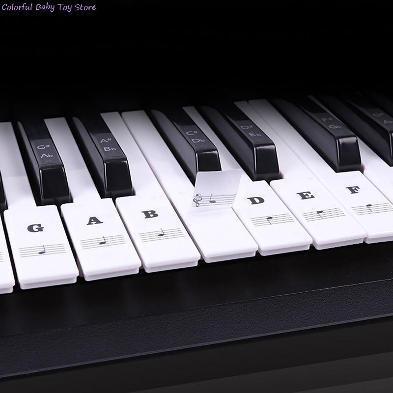 ملصق مفاتيح بيانو شفاف ، ملصق موسيقى ، لوحة مفاتيح إلكترونية ، مذكرة ستيد