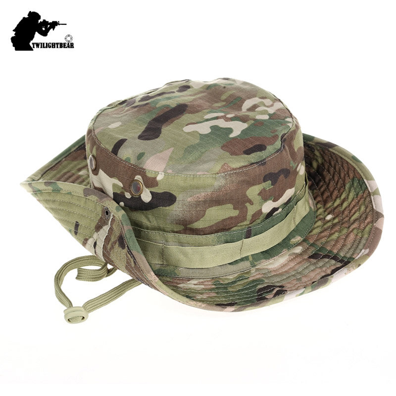 Outdoor kapelusz typu Bucket kamuflaż Boonie kapelusz zagęścić kapelusz rybaka Airsoft polowanie piesze wycieczki wspinaczka czapki kempingowe AF056