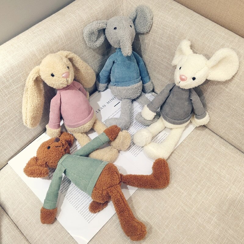 New Design Rabbit Plush Toy Cute Stuffed Animal Dressed Dolls Kawaii Soft Terry Velvet Dog Rat Toy For Girl Baby Christmas Gifts