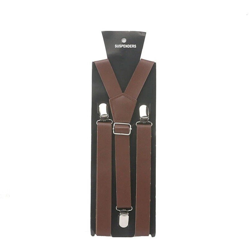 Bretelles en cuir PU pour hommes et femmes, bretelles rétro à dos en Y, à clipser, vêtements pour occasions spéciales, 118x2.2cm