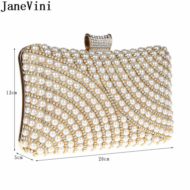 JaneVini Designer perle pochette da donna borsa da sera da donna borsa da sera di lusso con strass Bling oro nero borse da sera con perline da sposa