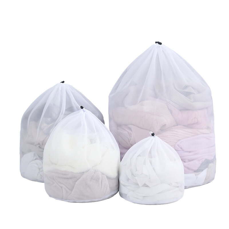 8 Sizes Washing Bags Drawstring Mesh Underwear Laundry Basket Polyester Net Washing Machine Bag Large Capacity Dirty Laundry Bag