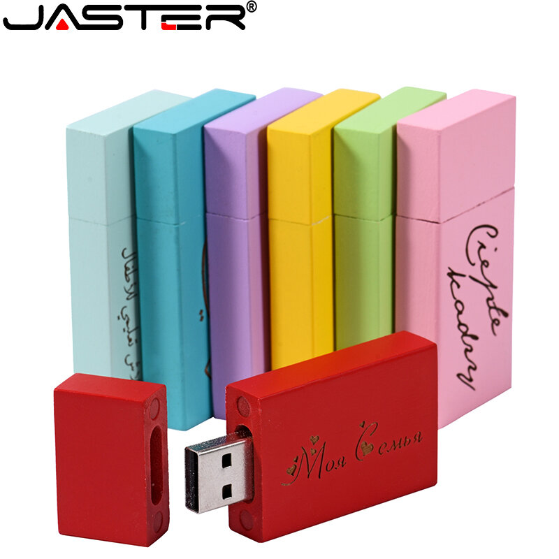 JASTER-pendrive de madera con logotipo personalizado, 4GB, 16GB, 32GB, unidad flash usb 2,0, regalo de boda