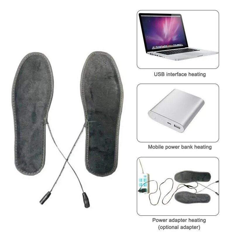 Semelles chauffantes électriques lavables, chargeur USB, chauffe-pieds en hiver