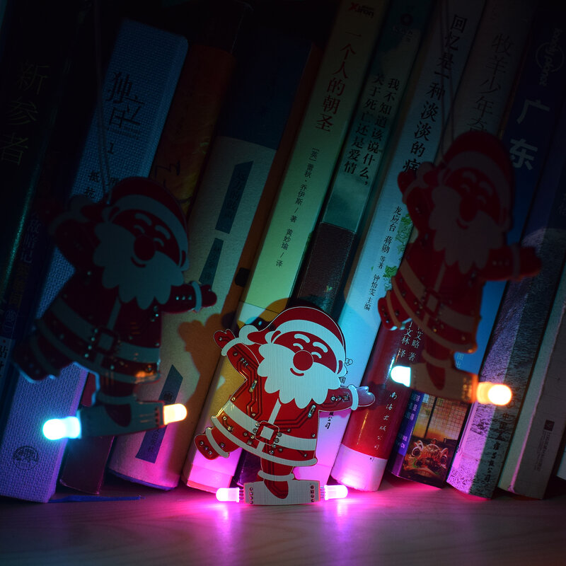 Decoración de árbol de Navidad de Santa Claus, Kit electrónico de música LED RGB, adorno artesanal