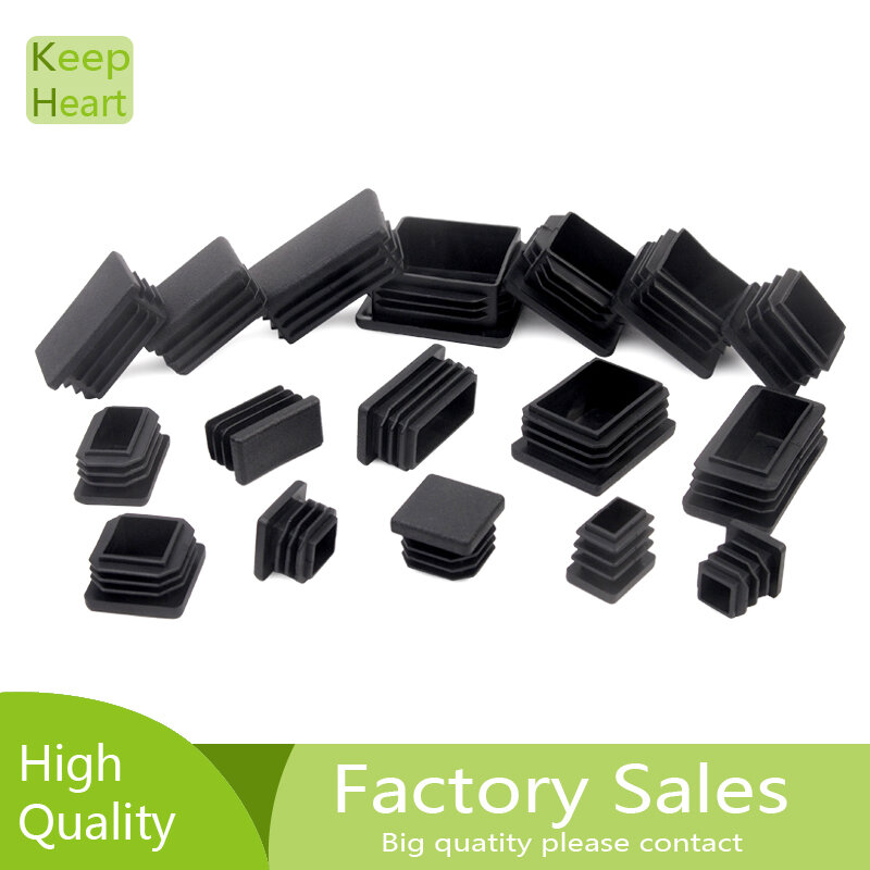 2/4/10pcs Square Plastic Black Blanking End Cap Tube Pipe Insert Plug Bung 10x10~100x100mm