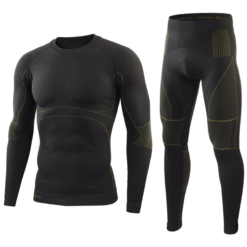 Новая однотонная Спортивная одежда для велоспорта на открытом воздухе с функцией сжатия, теплый облегающий мужской комплект нижнего белья