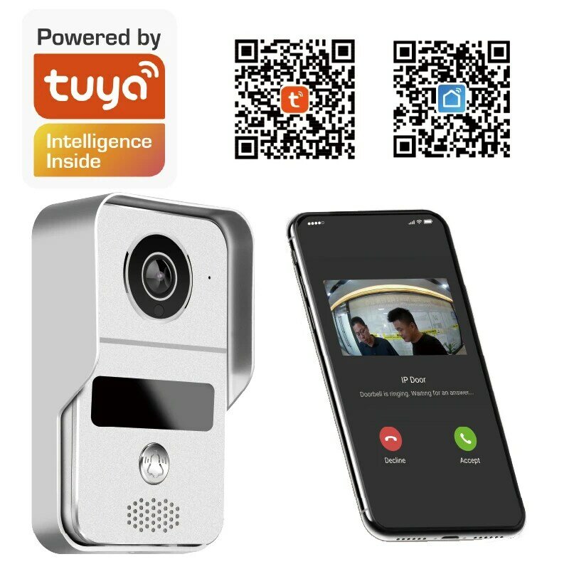Tuya app 2mp 1080p poe wi fi ip campainha intercom visor visual da porta com carrilhão visor olho mágico sem fio telefone da porta de vídeo