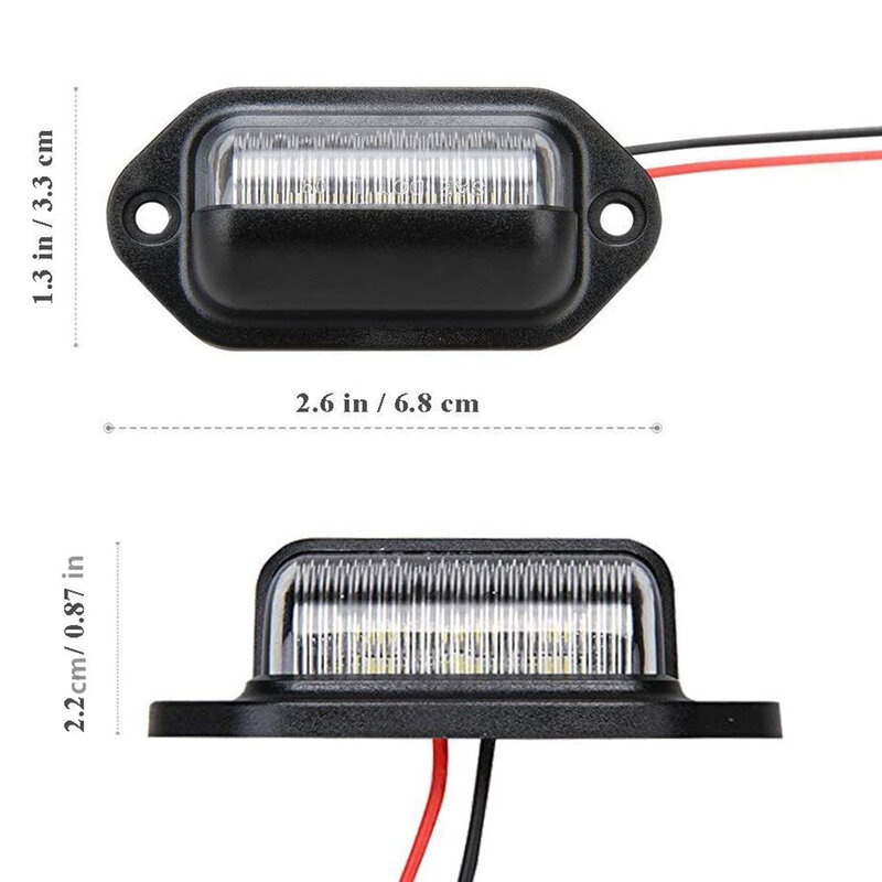 12V 6 LED รถใบอนุญาตจำนวนแผ่นสำหรับรถยนต์ SUV รถบรรทุก RV ไฟท้ายไฟป้ายทะเบียนรถอุปกรณ์เสริม