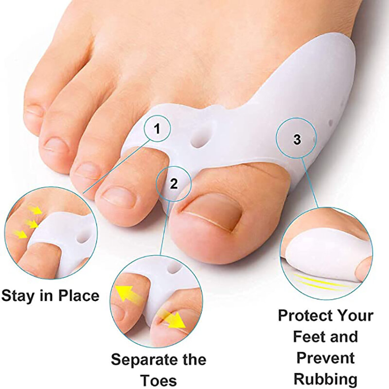 Separador de juanetes para el dedo gordo del pie, Protector de corrección del pulgar, alivio del dolor de los pies, ajustador de hueso del pie, espaciador para el cuidado de los pies, 2 uds.