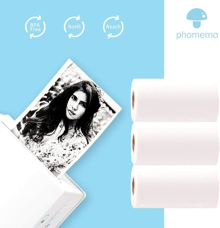 Phomemo papel térmico para impresora M02/M02S, papel de etiqueta adhesiva fotográfica imprimible, autoadhesivo, sin adhesivo