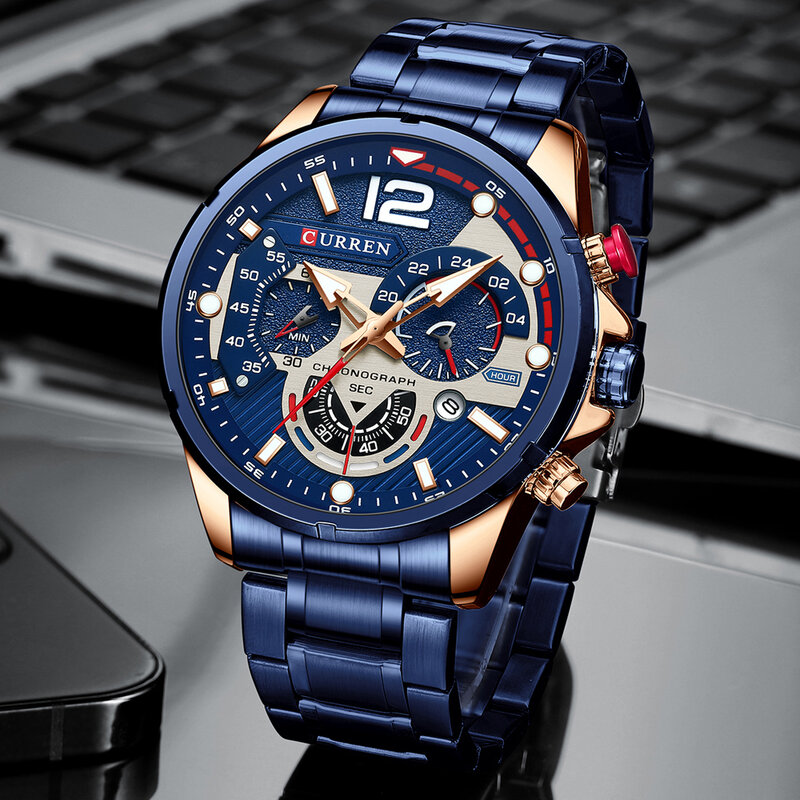 CURREN Casual Business Chronograph Waterproof Stainless Steel Watch Mens New Luxury Fashion Quartz Men Watches часы мужские