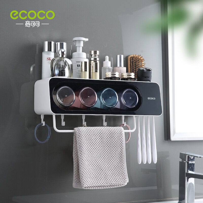 ECOCO Wand Mount Automatische Zahnpasta Spender Badezimmer Zubehör Set Zahnpasta Squeezer Dispenser Zahnbürste Halter Werkzeug