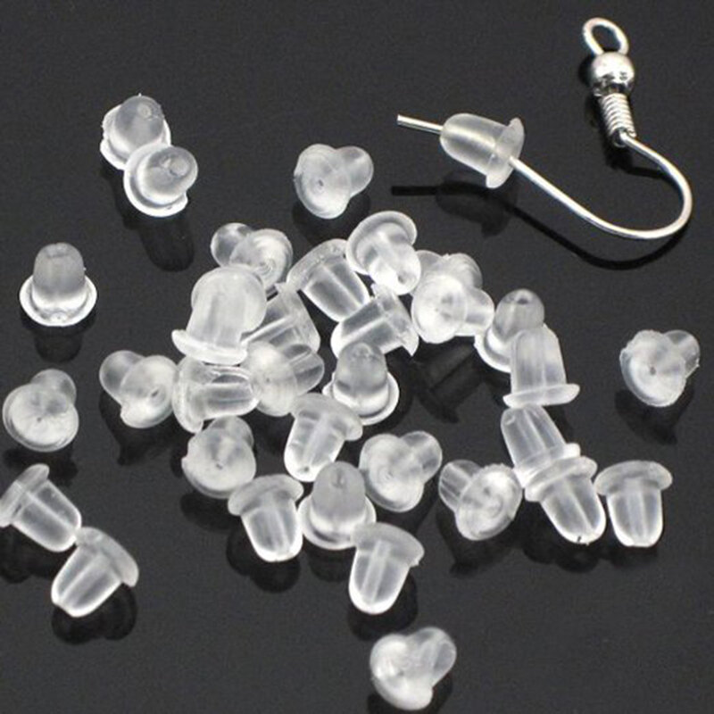 50PCS/100pcs Silicone Rubber Earring Clasp Styles Ear Nut Plugging Earring Back Earstud Findings Earrings Jewelry Accessories