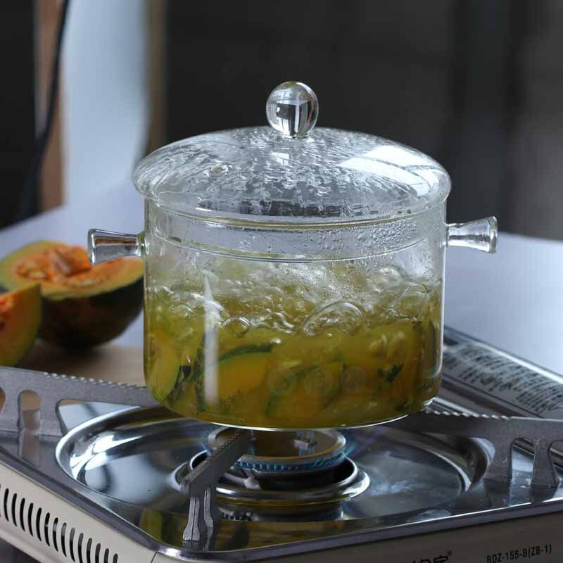 Ogień spali żaroodporna szklana doniczka duszenie garnek zupa POY gotować pojemnik na wodę borokrzemian podwójny uchwyt szklana miska salaterka