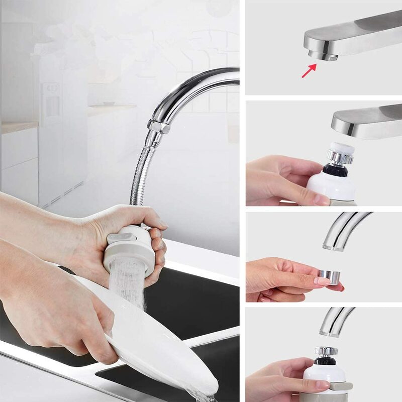 Grifo aireador de 3 modos, difusor de ducha Flexible movible, boquilla giratoria ajustable, accesorios de cocina